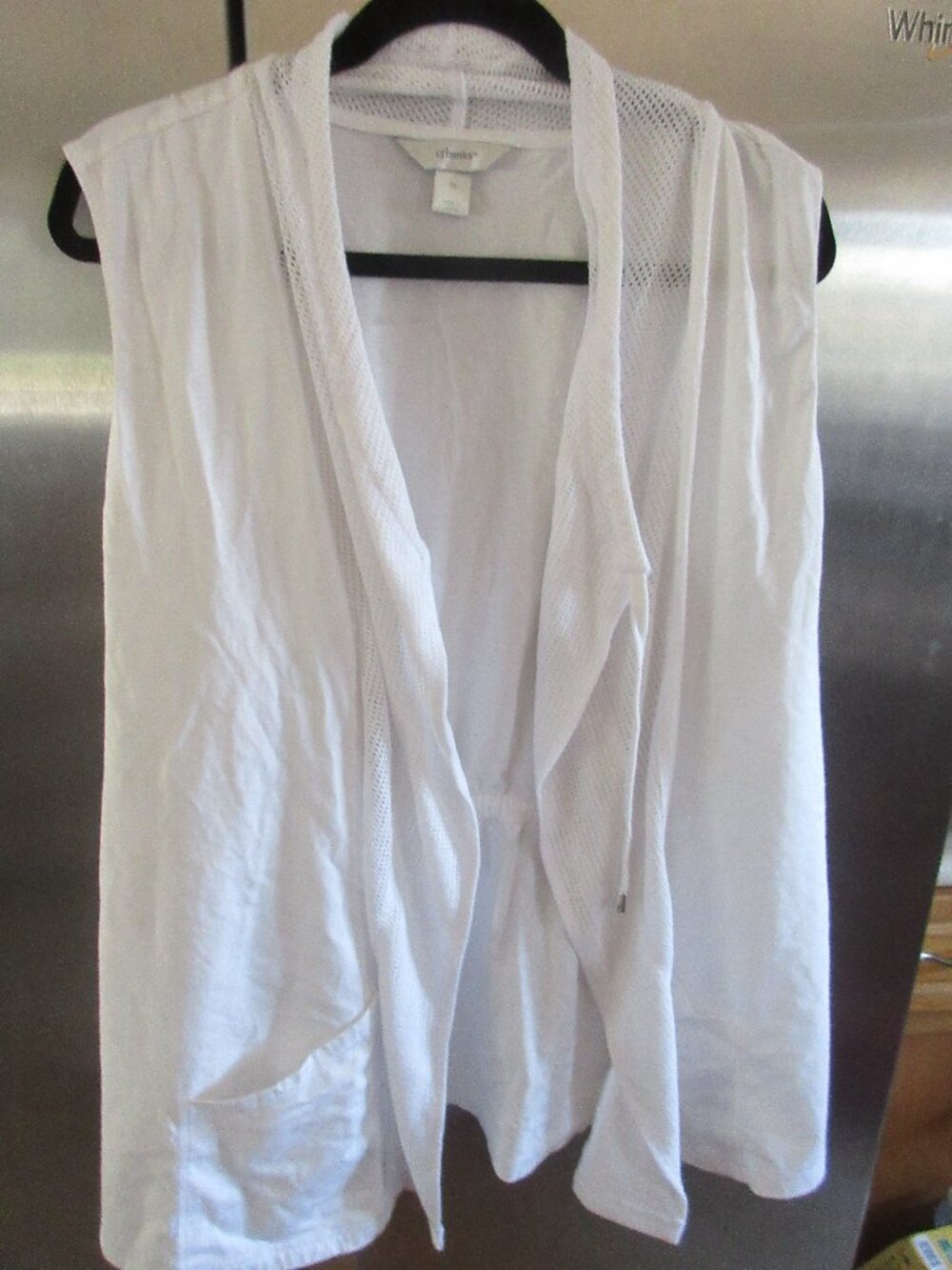 C.J. Banks long mixed knit Vest white 2x nwot cotton modal
